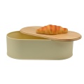 Kleiner ovaler Brotbehälter mit Holzabdeckung