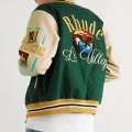 Chaqueta de béisbol universitaria masculina verde