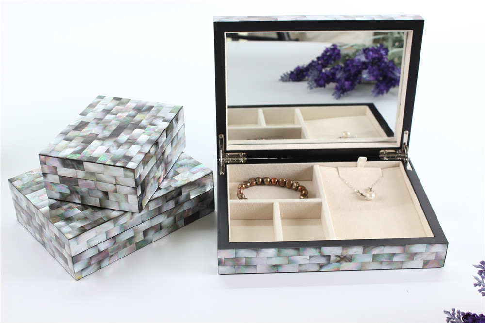 Black Lip Shell Mirror Jewelry Box for Home Decor