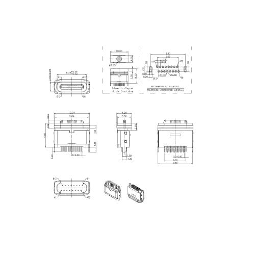 16P Female Waterproof 180 DIP with Cambered Type