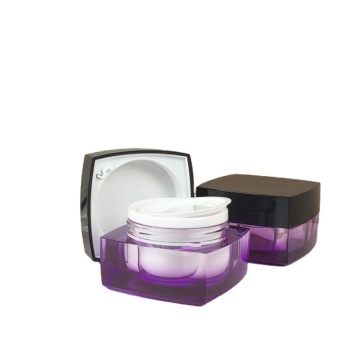 Acrylic Square Purple Cosmetic Jars with Black Lid