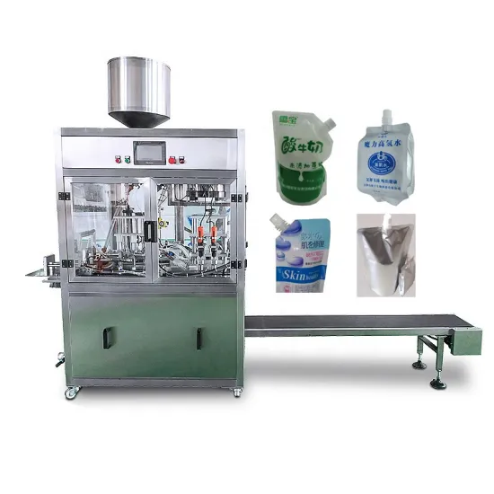 Energy Conservation 0.5-0.6Mpa Liquid Suction Nozzle Bag Filling Machine for Jelly Water Beverage