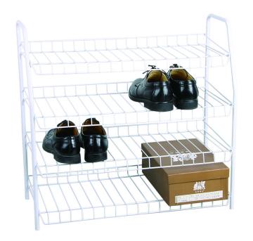 Cinq étagères à chaussures Rack, saupoudrent enduit de finition sur le Tube d’acier et de fil