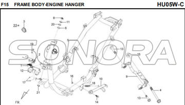 F15 FRAME BODY-MOTOR HANGER para HU05W-C MIO 50 Peça Sobressalente de Alta Qualidade