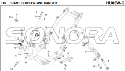 F15 กรอบ BODY-ENGINE HANGER สำหรับ HU05W-C MIO 50 ชิ้นส่วนอะไหล่ด้านคุณภาพ