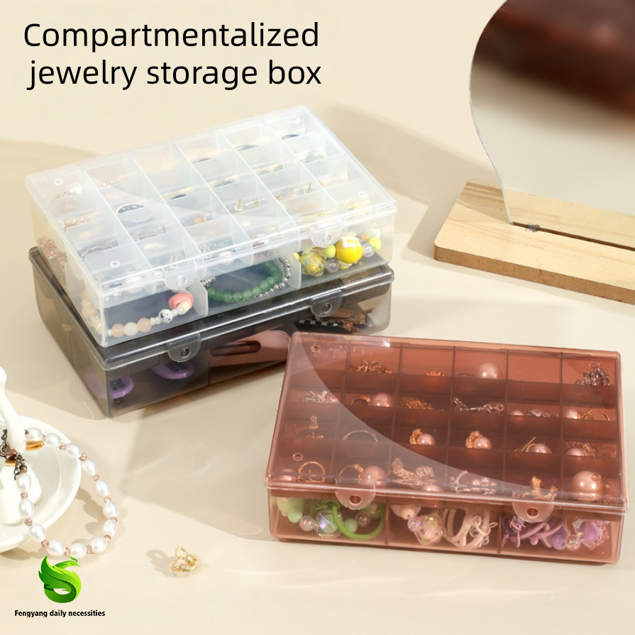 Clear Compartment Jewelry Storage Box with Double Layers
