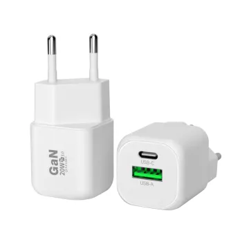 Wholesale 20W A+C Wall GaN Charger for mobile phone with EU US UK AUS Argentine Indian plug
