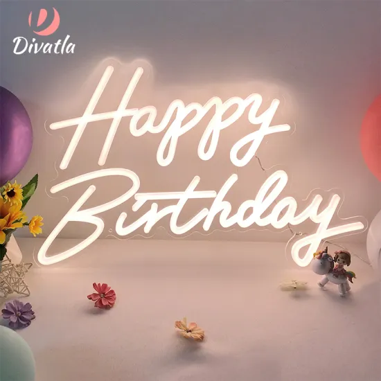 DIVATLA 23W LED Neon Light Sign for Happy Birthday Celebration