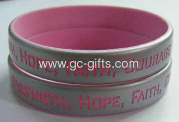 Silver Painted Debossed Silicone Bracelets 
