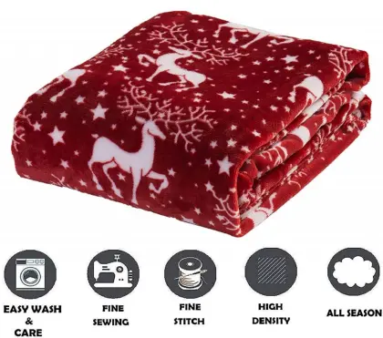 Soft Warm Christmas Fuzzy Raschel Fleece Thick Blanket