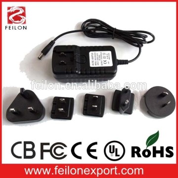 12v 2a plug power adapter interchangable dc power jack plug adapter 24w CE,ROHS,GS,UL