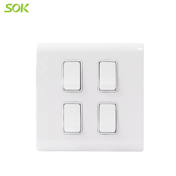 16AX250V 4Gang 1Way Switch White 86 Size switch