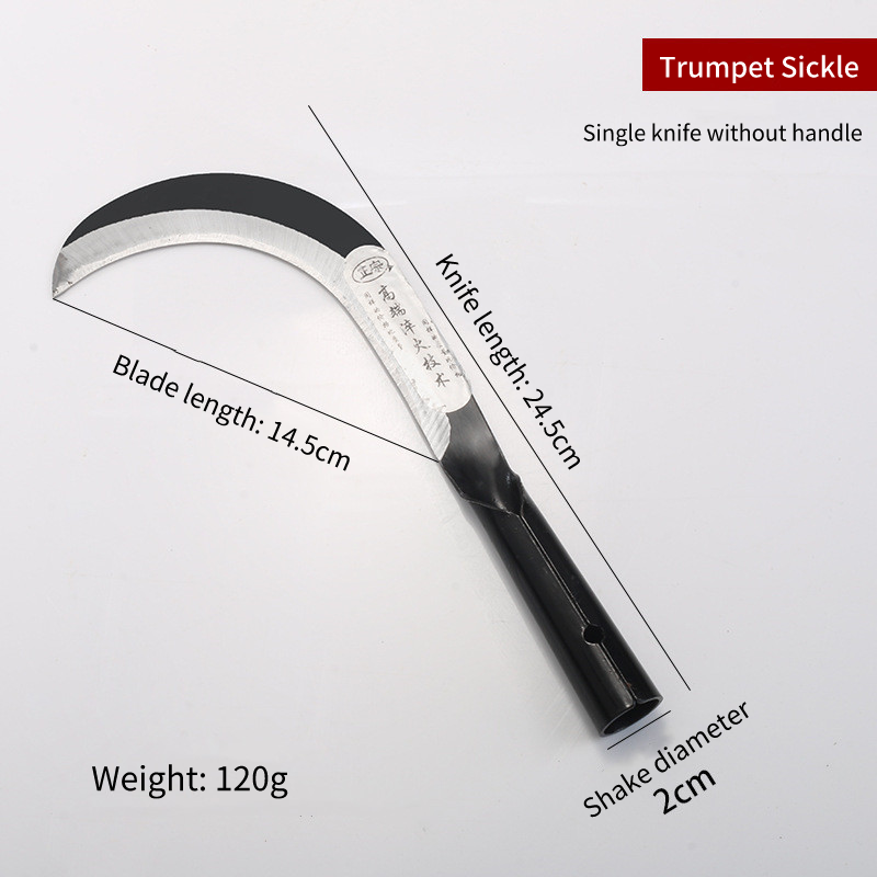 Agricultural Steel Handle Sickle Rice Harvester Long Handle Grain WeedingSickle Wholesale Grass Sickle