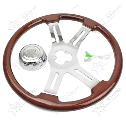 18 Inch Wooden Tractor-Trailer Semi Truck Steering Wheel for Freightliner Kenworth Peterbilt