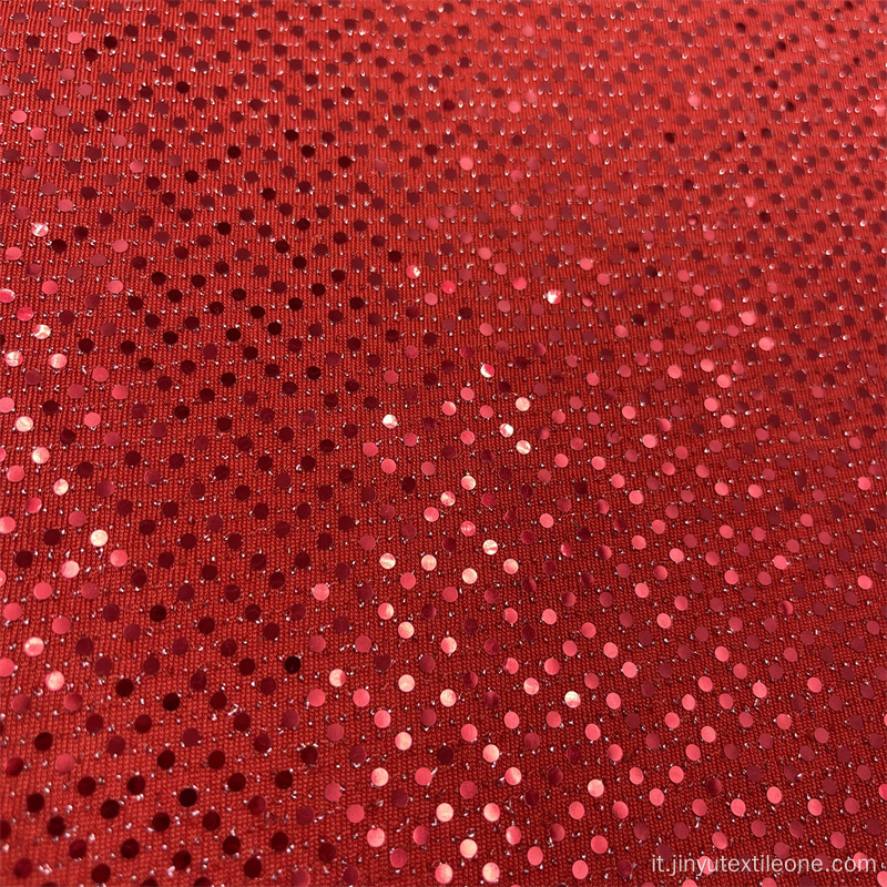 Tessuto con paillettes a maglia rossa per vestito