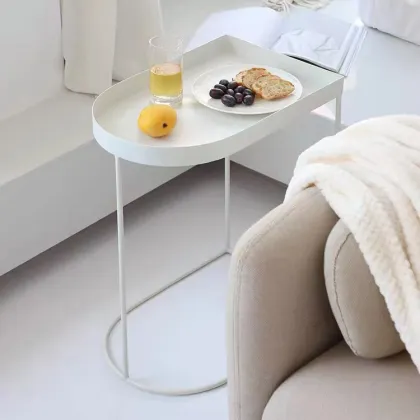 Smart Oval Functional Tea Table for Modern Minimalist Living Rooms