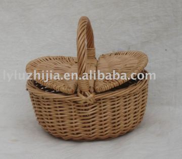 pc picnic basket with two lids and handle