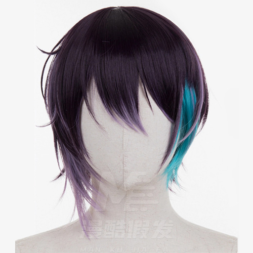 Mayuzumi Kai VTuber Cos Wig Black Purple 2