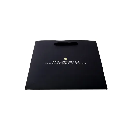 Customized Black Color Cosmetic Packaging Paper Bag