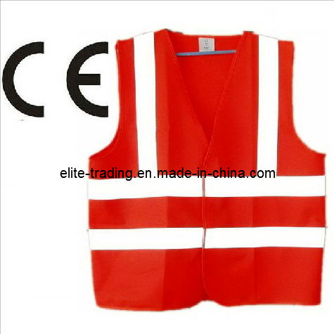 Red High Visibility Reflective Vest with CE