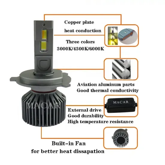 MACAR Upgraded LED Headlight, 6000K/4300K/3000K, 60W 12000lm H11/H4 3 Color Car Bulb