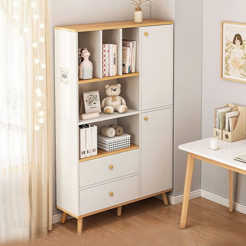 Wood Bookcase With Drawers