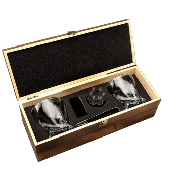 Stainless Steel Whiskey Bullet Stones & Twisted Whiskey Glasses Gift Set with Wood Box
