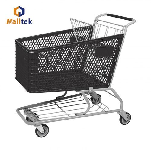 Plastic Shopping Trolley American Red Color Plastic Supermarket Shopping Trolley Supplier