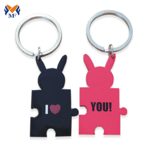 Metal chinese funny couple keychain set