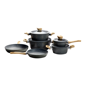 Wholesale 14-Piece Aluminum Cookware Set with Non-Stick Pans for Kitchen and Restaurant