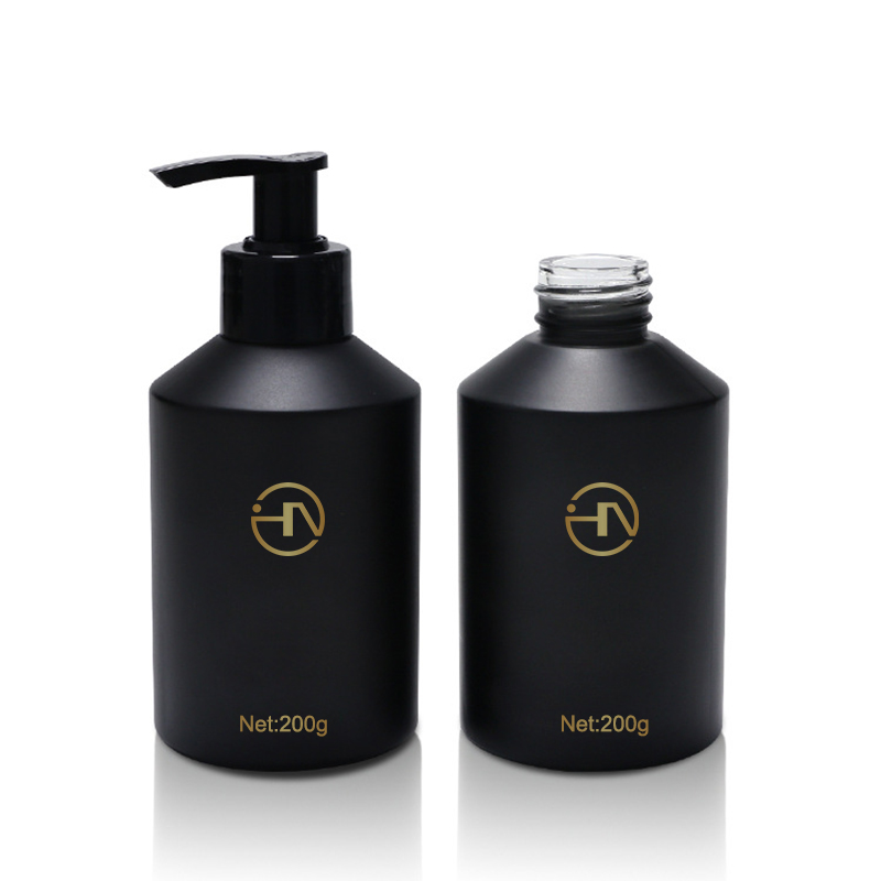 Empty 200ml glass shampoo bottles with pump