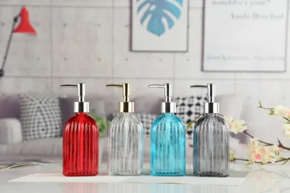 embossed glass liquid hand soap dispenser