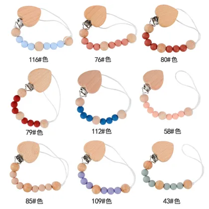 Baby Silicone Pacifier Chain - Pentagram Beech Pacifier Clip Love Heart