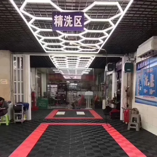 Factory Direct Wood Lock Magnetic Hexagon Vehicle Detailing Garage RGB Lights