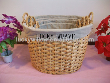 set of 4 cheap white wicker grey striped lined bins