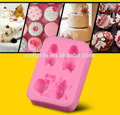 Lively baby is playing fondant mold cake