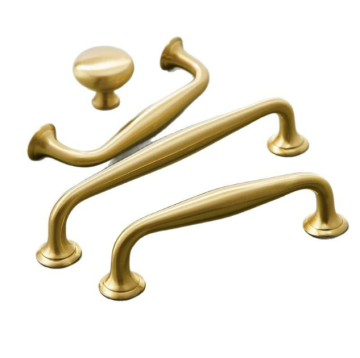 Luxury Brushed Gold Curved Solid Brass Cabinet Pulls