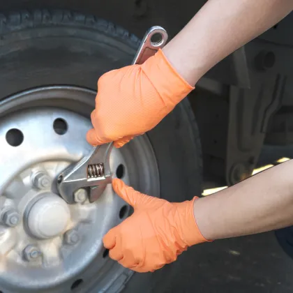 Nitrile Gloves Black Garage Mechanic Diamond Nitrile Gloves