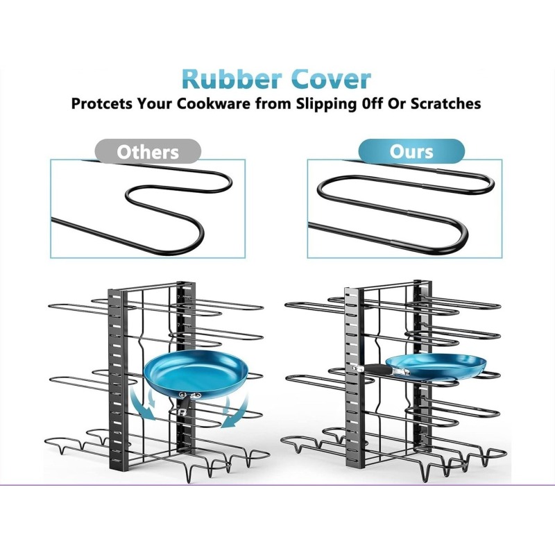 Multi Layer Wire Pot Rack Countertop Pan and Lid Organizer No Drilling