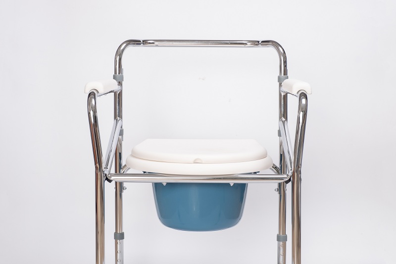 3-in-1 Steel Folding Bedside Commode, Commode Chair for Toilet is Height Adjustable