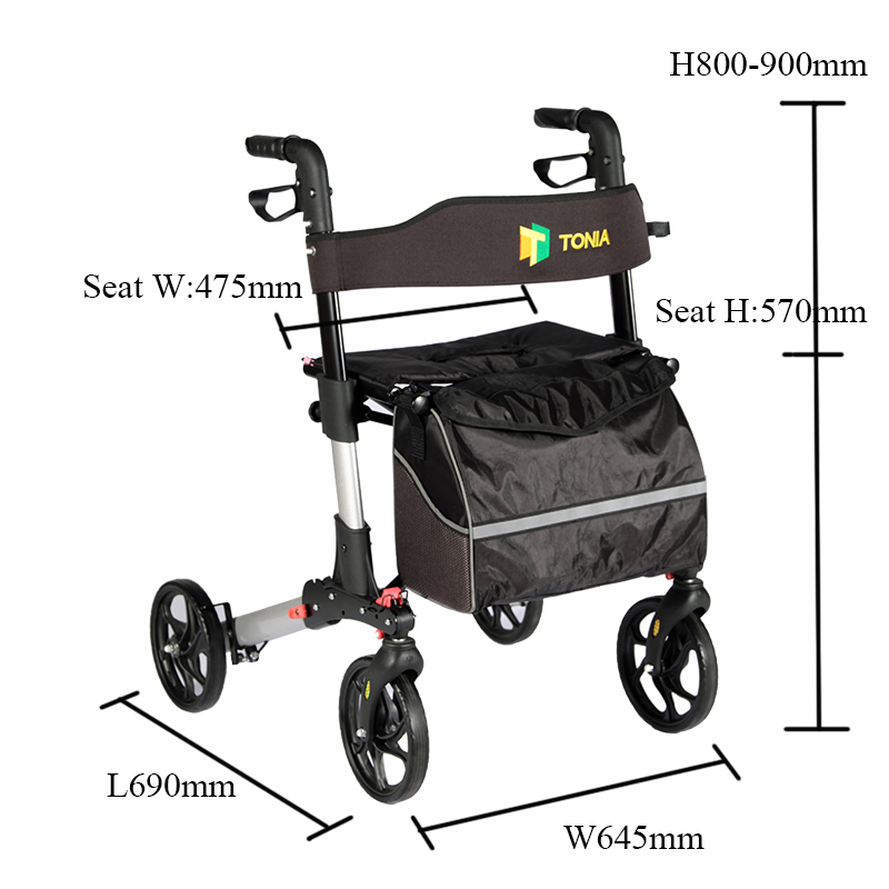 Erwachsener medizinischer Kompaktfaltungsdesign Walker Rollator zum Verkauf TRA01Y