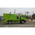 Swept-body refuse collector swing arm garbage truck