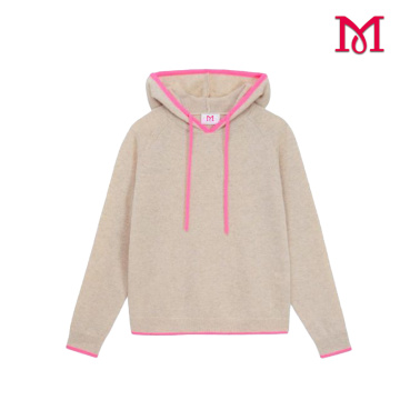 Sudadera con capucha elegante con borde rosa para mujer