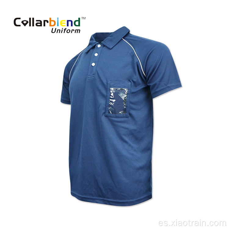 Camiseta azul marino con bolsillo para tarjetas