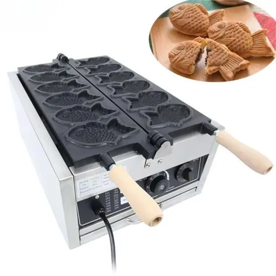 Professional Taiyaki Machine: Automatic Electric Fish Shaped Waffle Maker for Commercial Use