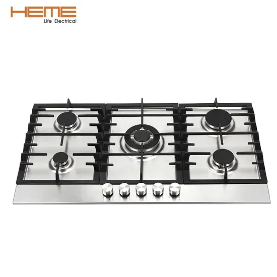 Stainless Steel 5 Burner Gas Hob with Free Spare Parts