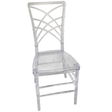 Modern Event Furniture: Clear Acrylic Stackable Cross-Back Chiavari Chairs