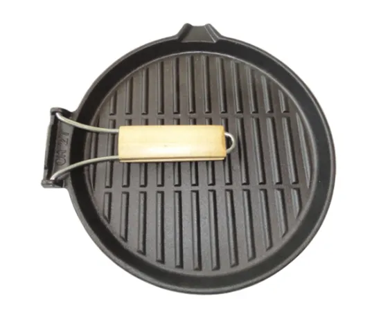 Round Seasoned Cast Iron Grill Pan