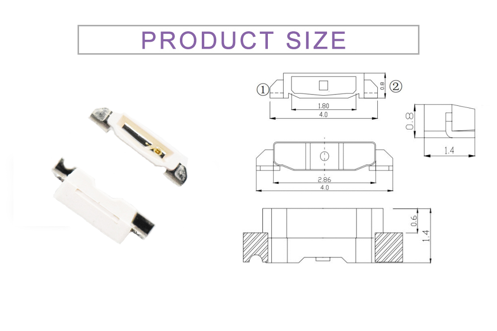 4008FRC-8 Size of Side Emitting LED 335 4008 Series Red SMD Side view SMD LED