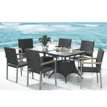 Aluminum pool side 6 seat modern dining set